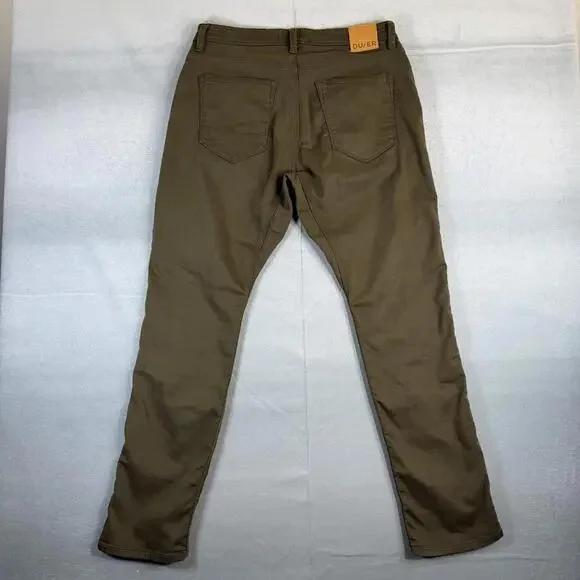 Du/er N2X Pants Mens 34x32 Green Relaxed Taper 5 Pocket Chino Stretch Duer - Picture 3 of 8
